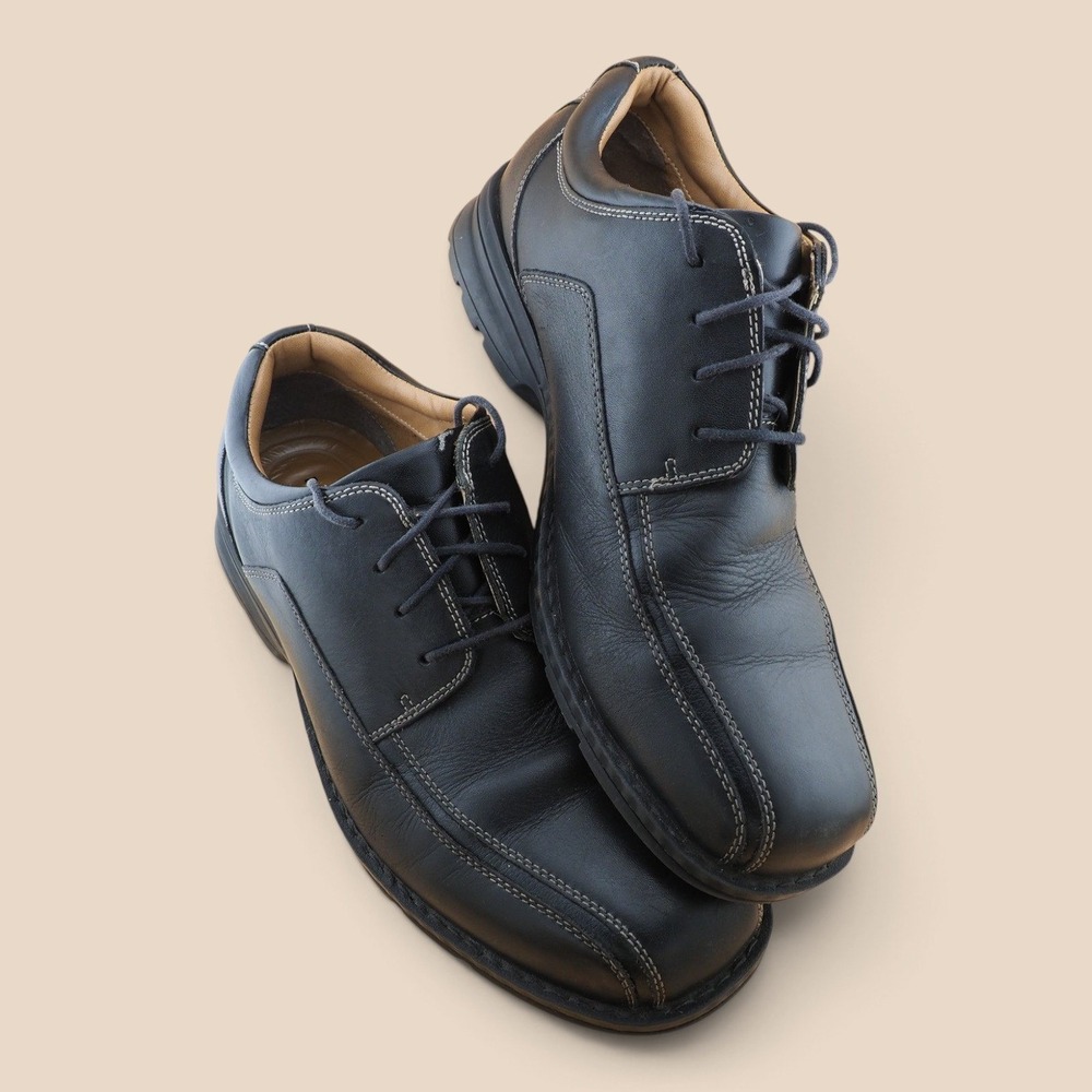 Dockers Mens Black Leather Bicycle Toe Oxford Dress Shoes 90-29024 Size 10.5M